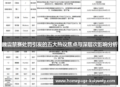 魏震禁赛处罚引发的五大热议焦点与深层次影响分析